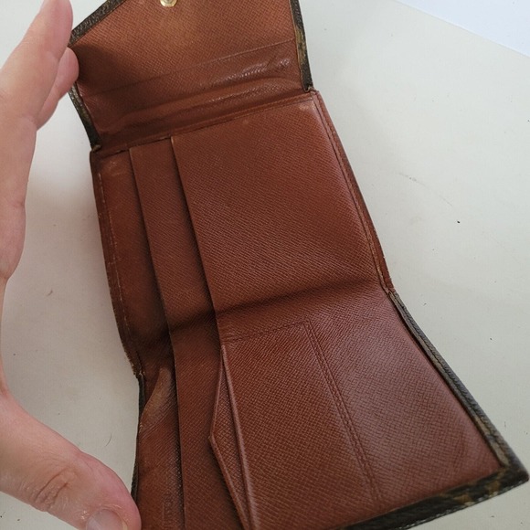 LOUIS VUITTON Retro Vintage Monogram Leather Wallet Brown Medium Trifold Elise - Picture 3 of 16